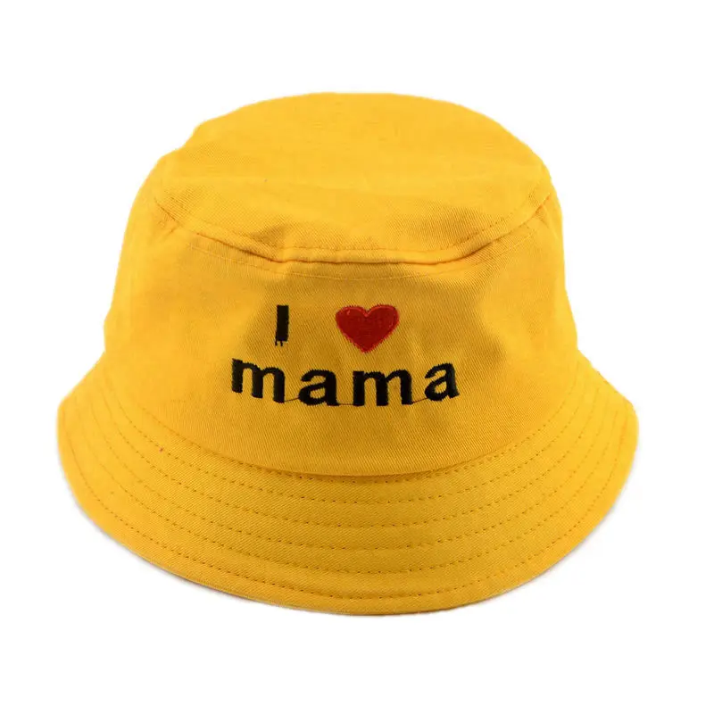 Панама детская летняя из хлопка двусторонняя с надписью I love Mama H162S | Мать и