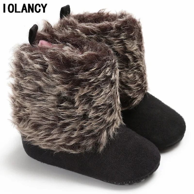 2017 г. Зимняя теплая обувь детские Нескользящие зимние ботинки на липучке детская