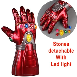 New  IronMan Infinity Gauntlet Stones Detachable With Led Light Cosplay Arm Thanos Latex Gloves Superhero Weapon