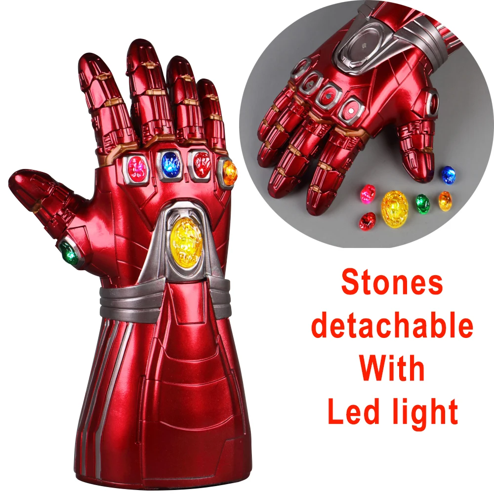 Новый перчатка IronMan Infinity со съемными камнями и светодиодсветильник кой косплей