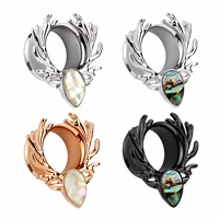 kubooz wholesale price stainless steel antler shell ear piercing plugs tunnels fashion body jewelry ear expanders 24pcslot