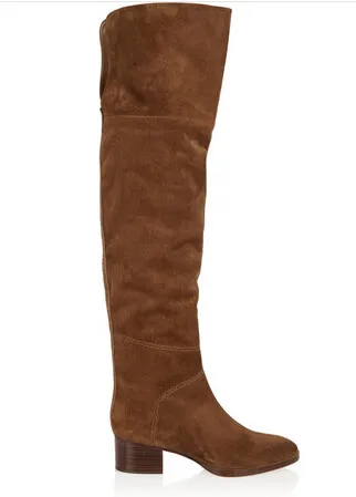 Красивые Зимние женские высокие сапоги до бедра Замшевые Сапоги выше колена на