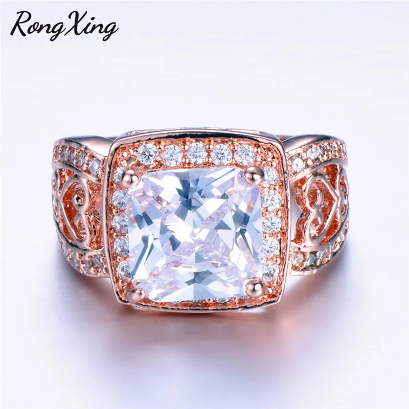 RongXing великолепные розовые Золотые заполненные квадратные большие белые