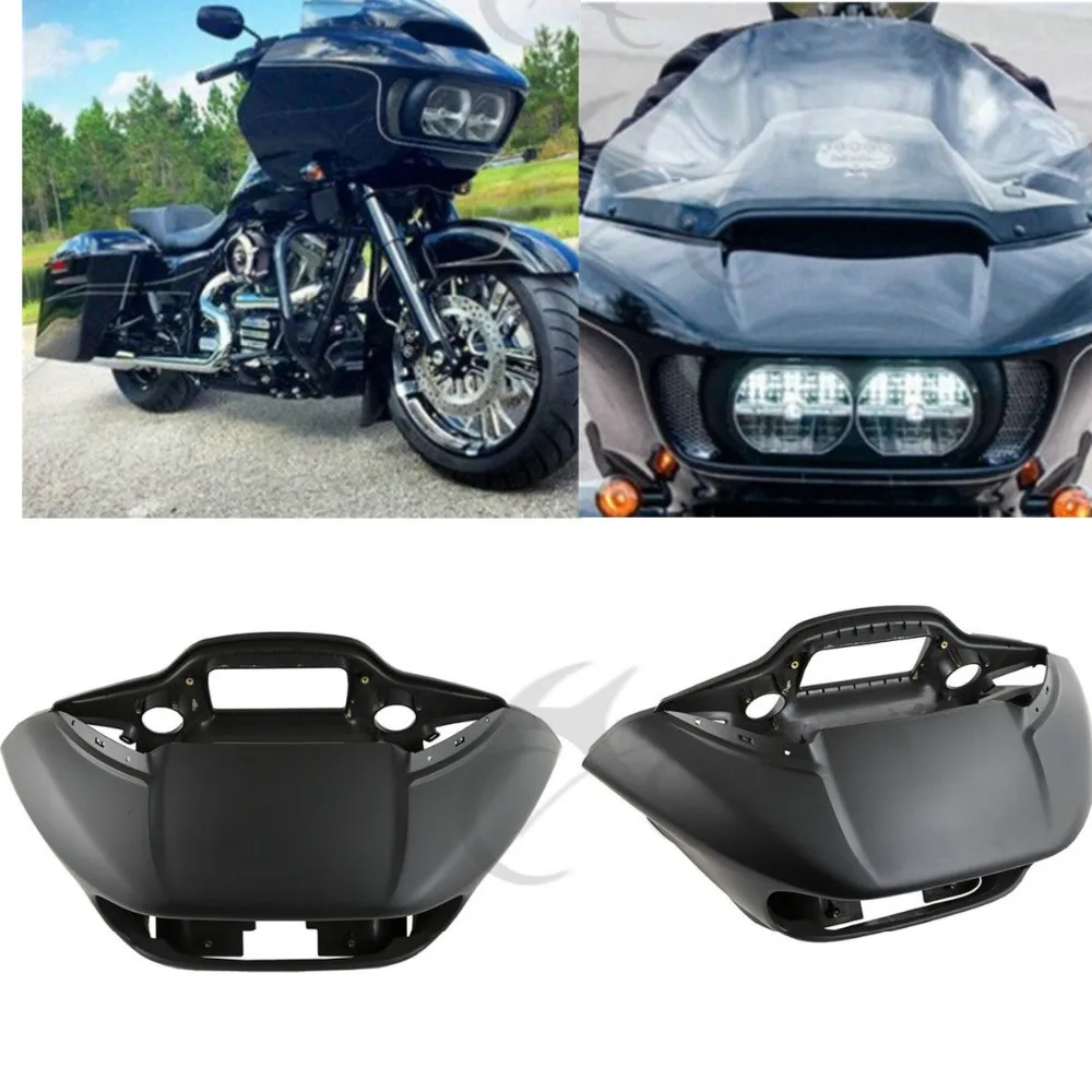 Передняя Черная внутренняя и внешняя фара обтекатель Маска для Harley Road Glide FLTRX 15-18