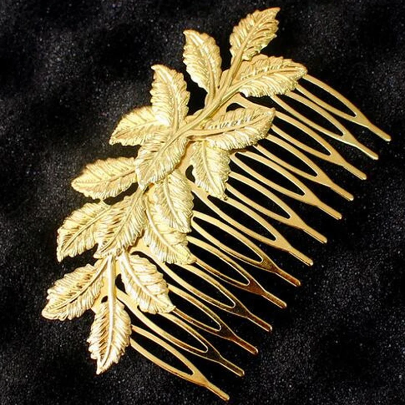Модные заколки для волос Расческа форма золотой лист ветка шаблон Pin платье