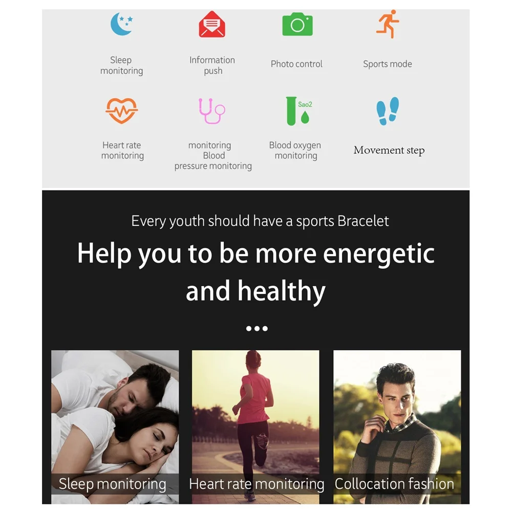 P70 умный цветной экран браслет кровяное давление пульсометр Женский Смарт