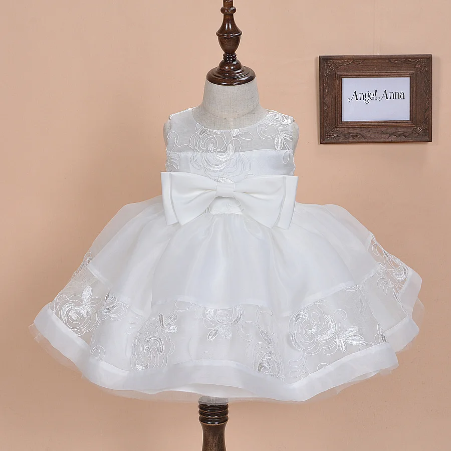 2 pcs/Set Baby Girl Party Dress Beige Dress+Hat Newborn Big Bow Christening gowns Baptism Clothes 1 year birthday dress | Детская одежда