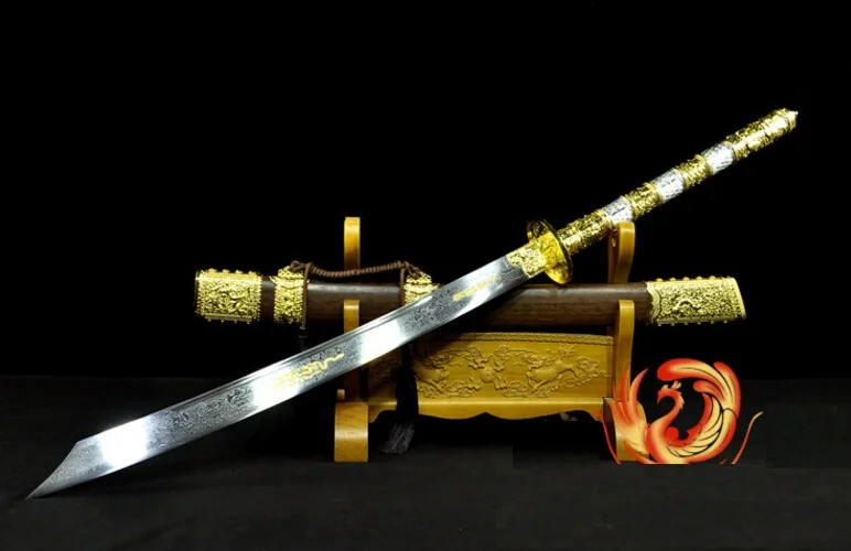 Дамасское складное стальное лезвие высококачественный Китайский Меч KANG XI BAO DAO
