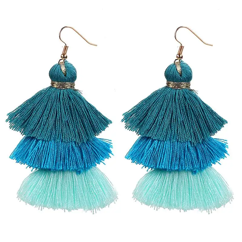 Qtian Boho Серьги-кисточки женские длинные висячие серьги для женщин девушек красные синие фиолетовые богемные массивные ювелирные изделия
