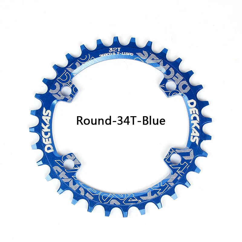 Round-34T-Blue Deckas круглая узкая широкая цепь MTB горный велосипед 104BCD 32T 34T 36T Запчасти для зубной пластины - Цвет: Round-34T-Blue