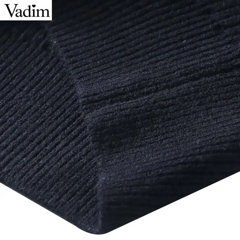 Vadim beading sequined loose knitted sweater floral pattern turtleneck long sleeve stretchy pullovers female retro tops HA225 | Женская