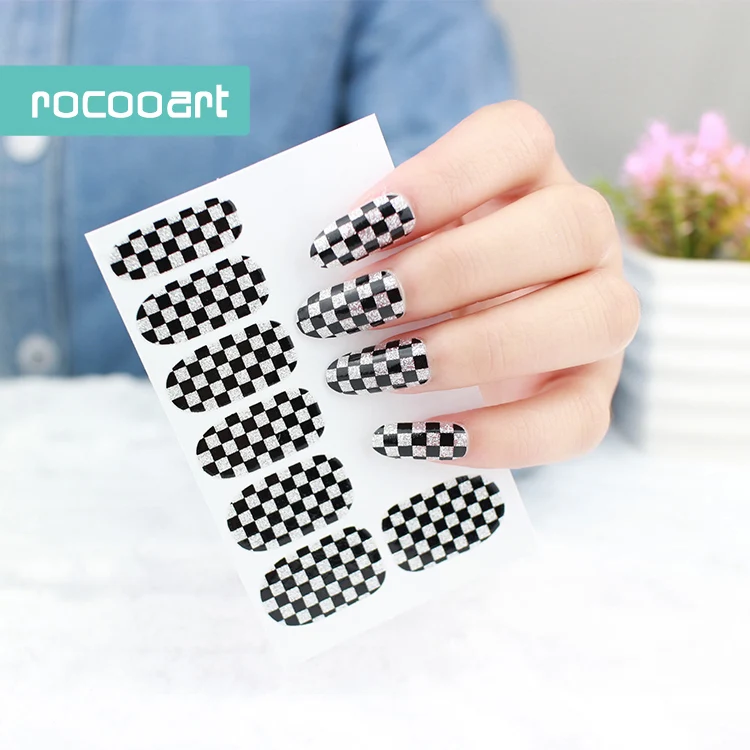 Rocooart Y5110 клетчатые украшения для дизайна ногтей переводная фольга маникюра