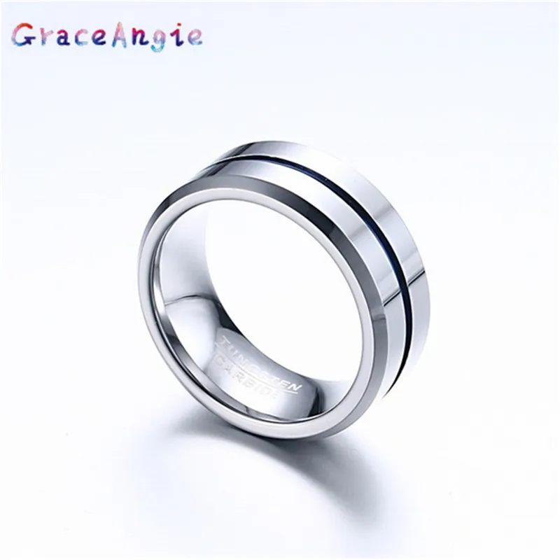 Top Mens Rings Black Pure Tungsten Carbide Wedding Engagement Band Ring for Man Fashion Trendy Jewelry Gift New 8MM bague homme | Украшения