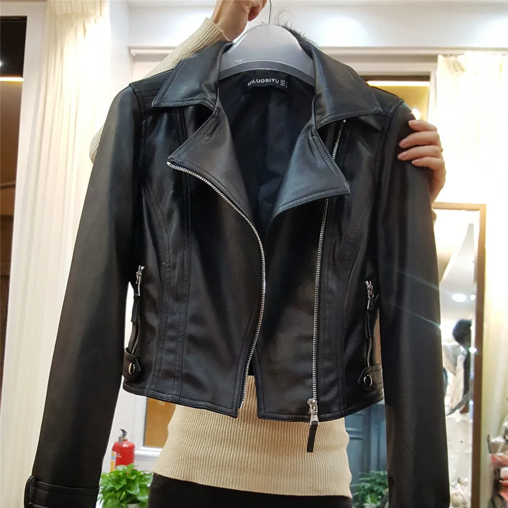 Новинка 2017 Женская мотоциклетная куртка Blouson модная Осенняя тонкая Байкерская