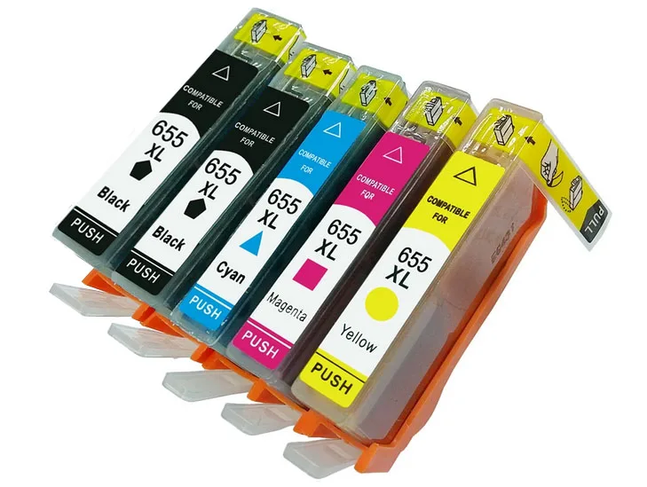 

Compatible 5Pk for HP 655 655XL Ink Cartridge with Chip deskjet 3525 4615 4625 for HP655 CZ109AE CZ110AE CZ111AE CA112AE Printer