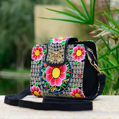 IMIDO винтажная Этническая Вышивка Холщовая Сумка через плечо 2017 Горячая