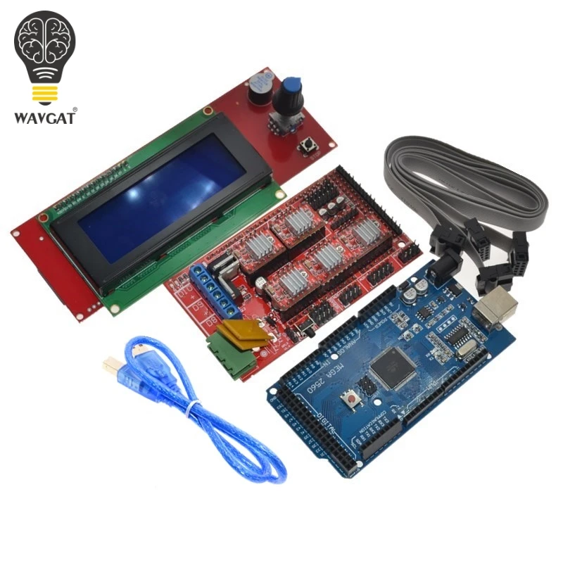 WAVGAT 1 комплект Мега 2560 R3 + контроллер RAMPS 4 5 модуль шагового драйвера A4988 2004 для