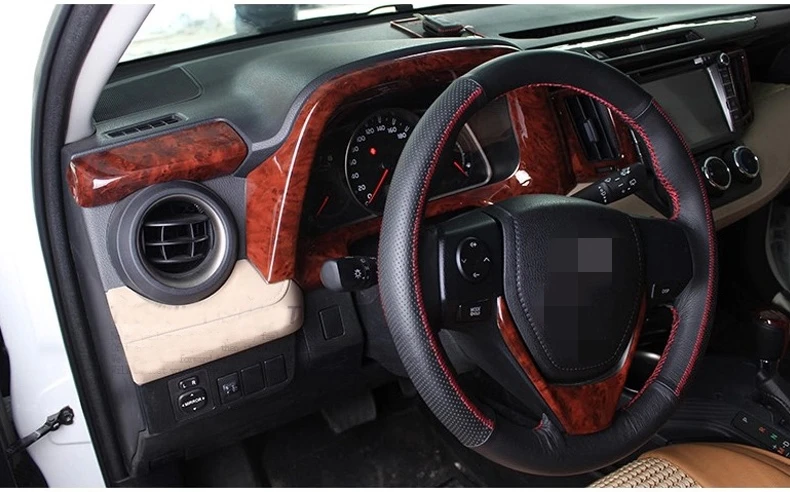 For Toyota RAV4 RAV 4 Wood Grain Color Dash Cover Gear Panel Trim Kit Full Set car styling Interior decoration