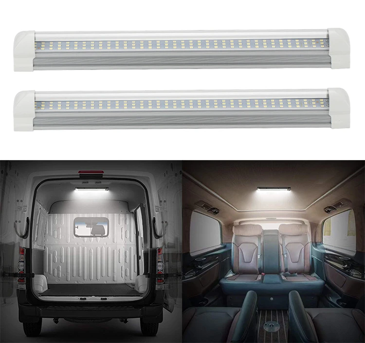 OKEEN 2x6 W 12V 108 светодиодный светильник для салона автомобиля с белой полосой, лампа для фургона, каравана, переключатель включения/выключения для грузовика, прицепа, каравана, туристического автомобиля