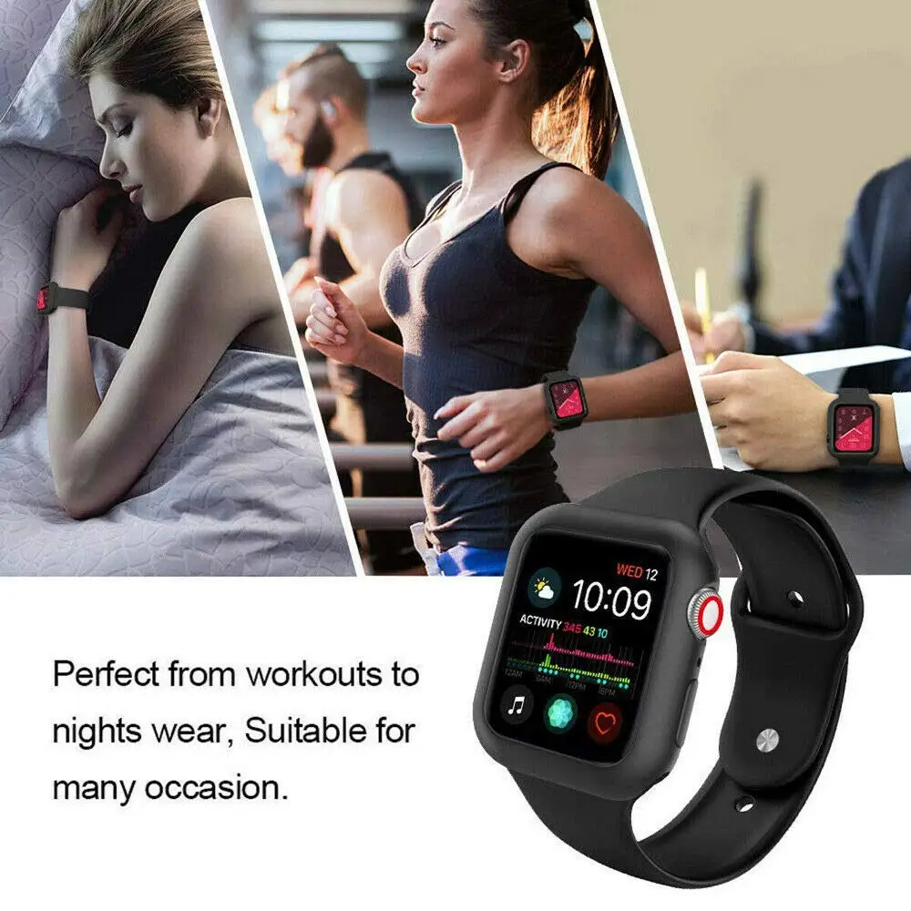 Силиконовый ремешок для браслета и ударопрочный чехол apple watch 4 44/40 мм наручные