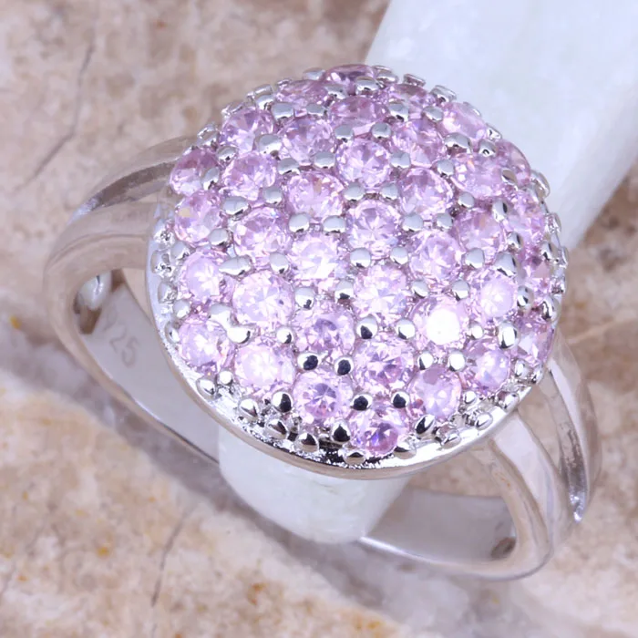 Женское посеребренное кольцо с розовым фианитом размеры 5 / 6 7 8/9 R0810 | Украшения и