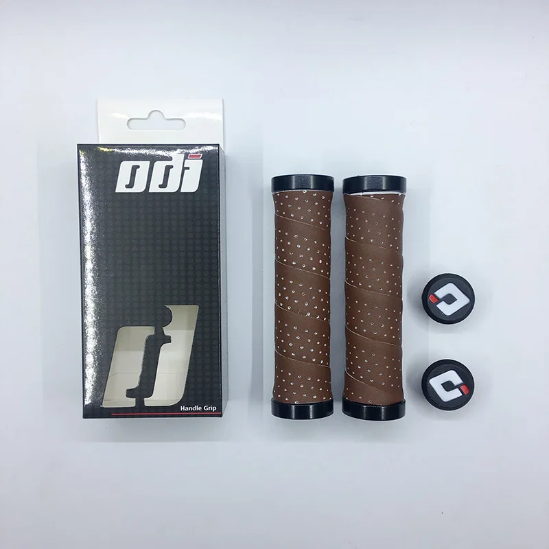 Коричневый ODI велосипедные ручки руль MTB Дорожный складной руль Набор EVA+ PU нескользящий амортизатор Сверхлегкий фиксатор - Цвет: Коричневый