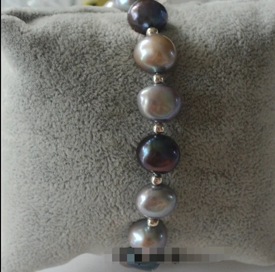 Натуральный пресноводного жемчуга браслет серый черный барочный жемчужные