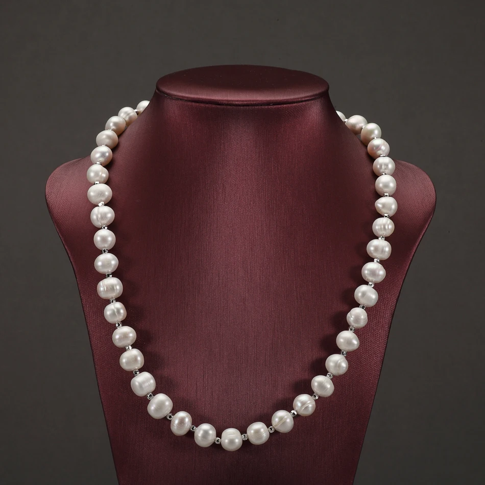 Feige Special offer Genuine Potato shape 8-9MM White Natural Freshwater Pearl Necklace for Women's New design Perla Gargantilla |