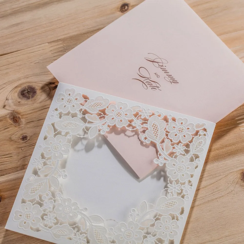 WISHMADE свадебные пригласительные открытки с лазерной резкой белые квадратные