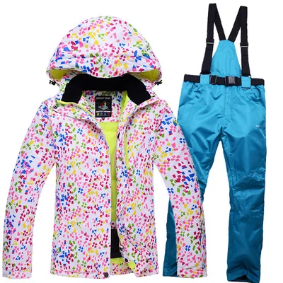 2016 Женщин Лыжная Куртка и Брюки Теплый Сноуборд Одежда Водонепроницаемый
