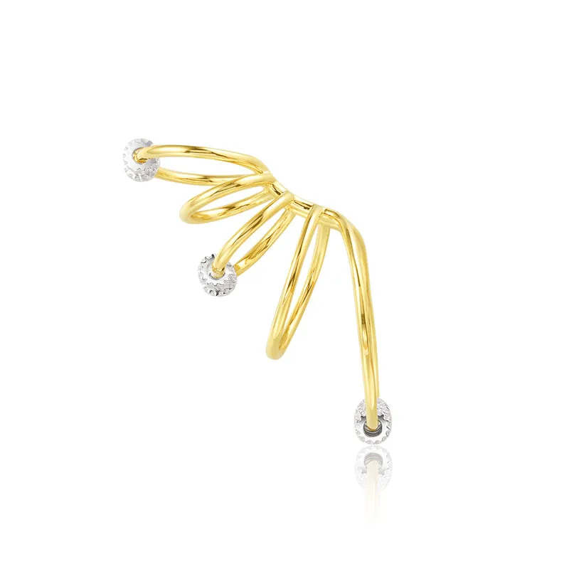 B style 5 rings cuff SLJELY, 925 пробы, серебро, моно, желтый, золотой цвет, Toi Et Moi, серьги-манжеты с подвижными кольцами, без проколов, клипсы для ушей для женщин - Окраска металла: B style 5 rings cuff