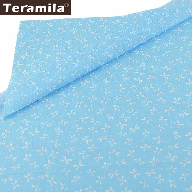 

Teramila DIY For Dolls Scrapbooking Tela Cotton Plain Fabric Bow Designs Sky Blue Bottom Patchwork Tissue Textile Cloth
