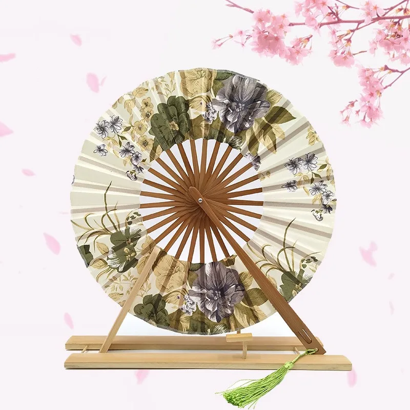 Японский цветок Сакура Карманный складной ручной вентилятор круглые вечерние