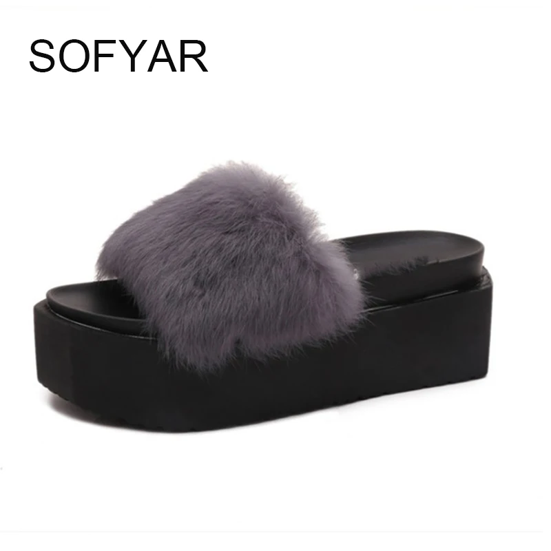 Яркие тапочки Нечеткие шлепанцы на плоской подошве со средним каблуком сезон