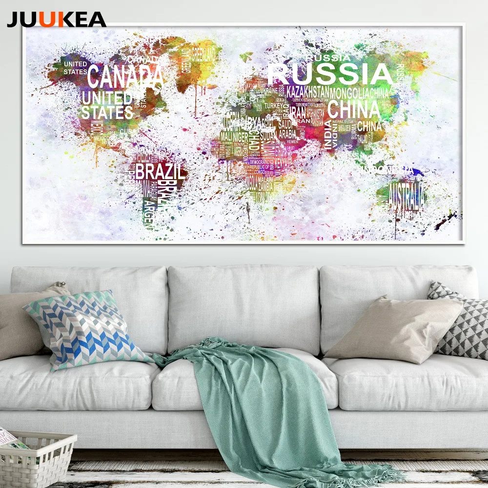 Акварель эксклюзивный оригинальный большой Размеры мира Географические карты