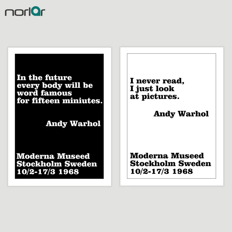 Современная нордическая черно белая Минималистичная типография Andy Warhol Life