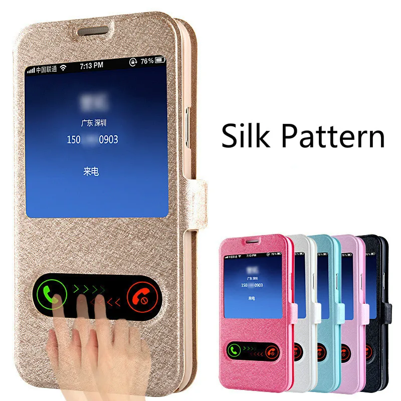 Роскошный элегантный чехол книжка с окошком для фронтального экрана из