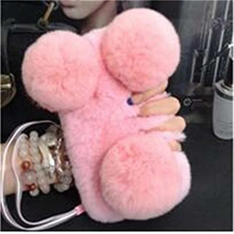 1Pcs Tablet Case For ipad mini 4 Rabbit Fur Fluffy Warm Panda Bear Crystal Soft Furry Cover Coque | Компьютеры и офис