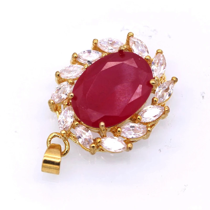 Женское Ожерелье с кулоном JINYAO золотистого цвета красным цирконием свадебное