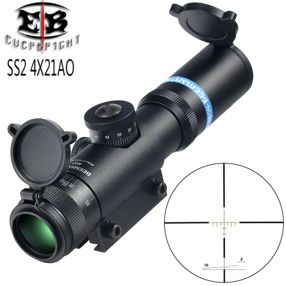 EB SS2 4x21 AO компактный охотничий Воздушный прицел тактический оптический прицел стекло травленая Сетка прицел с откидной крышкой для объектива