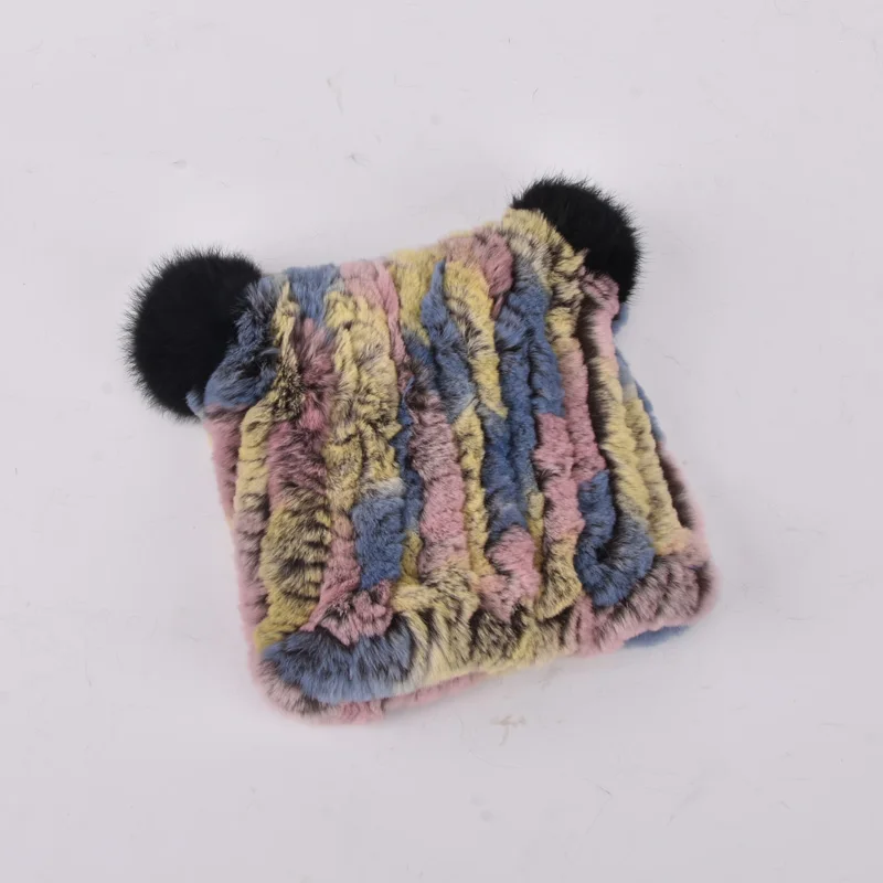 Натуральный мех шапки для мальчиков и девочек Шапки из меха кролика рекс детей