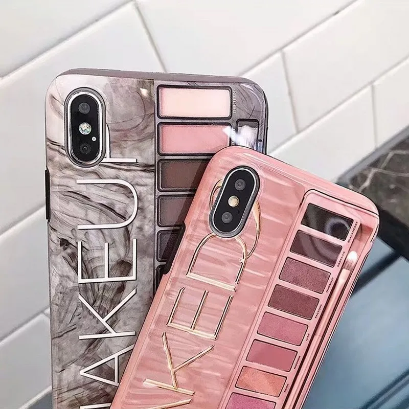 Роскошный чехол для телефона с тенями макияжа iPhone XR XS X Max 7 8 Plus 6 6s противоударный