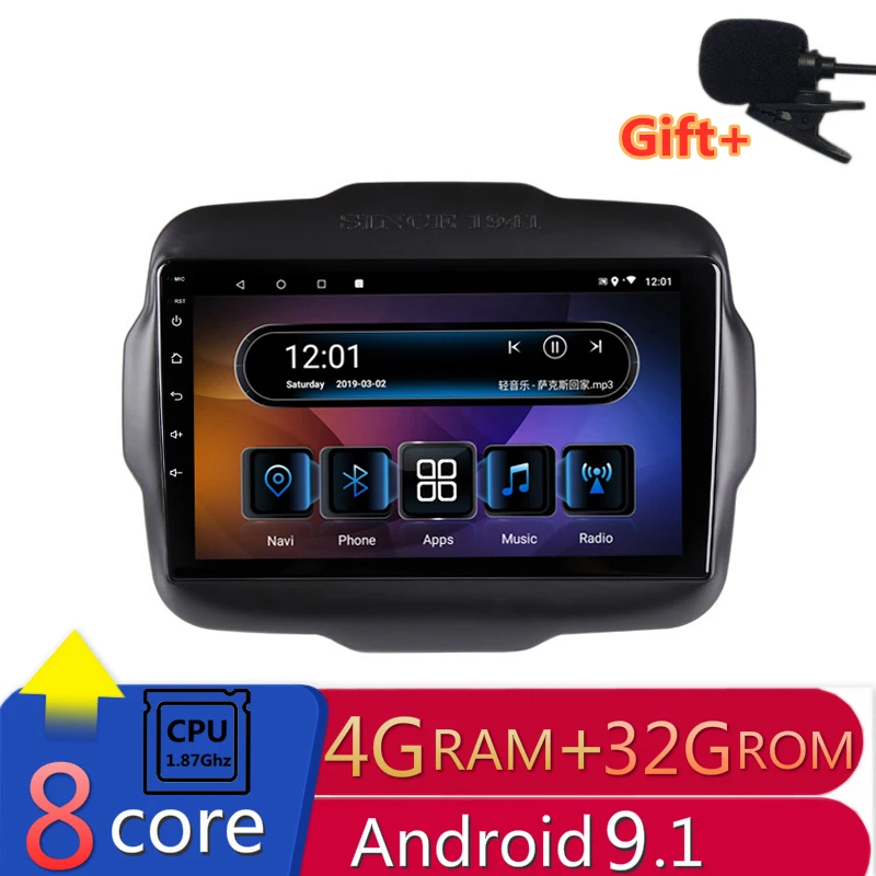 " 4G Оперативная память 2.5D ips 8 CORE Android 9,1 Автомобильный мультимедийный dvd-плеер gps для jeeprenegade навигации автомобильного радиоприемника