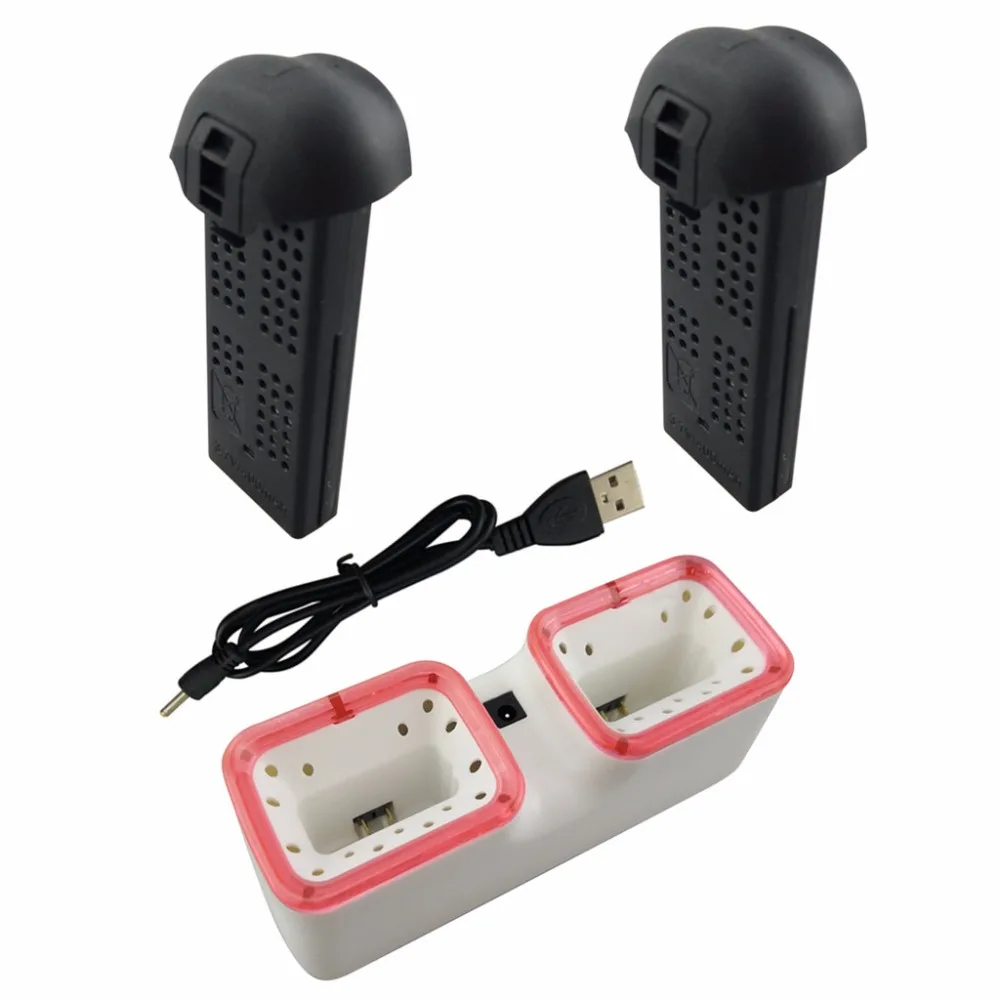 

2PCS 3.7V 400mah Lithium Battery with 2-in-1 Charger for SYMA X22 X22W Quadcopter Spare Parts Drone Black Battery