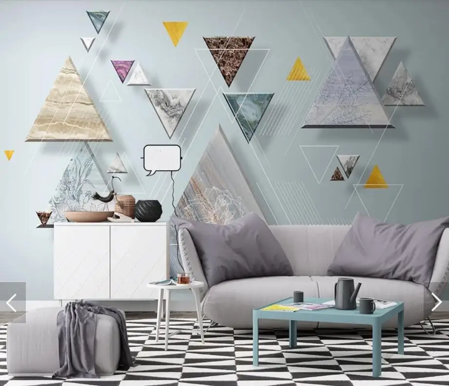 

3D абстрактные геометрические треугольные настенные фрески фото настенная бумага холст настенная живопись Papel Pintado 3d контактная бумага