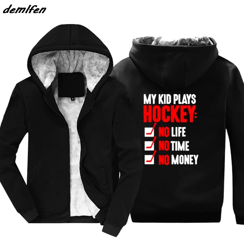 My Kid Play Hockeyer толстовка с капюшоном для мужчин плотная толстовка с круглым вырезом зимняя повседневная куртка Топы Harajuku уличная