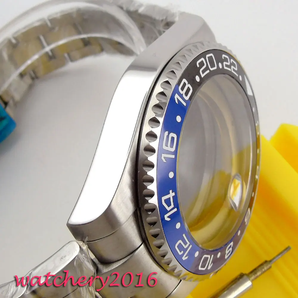 Новый 43 мм черный синий керамический ободок сапфировое стекло fit ETA 821A 2836 механизм