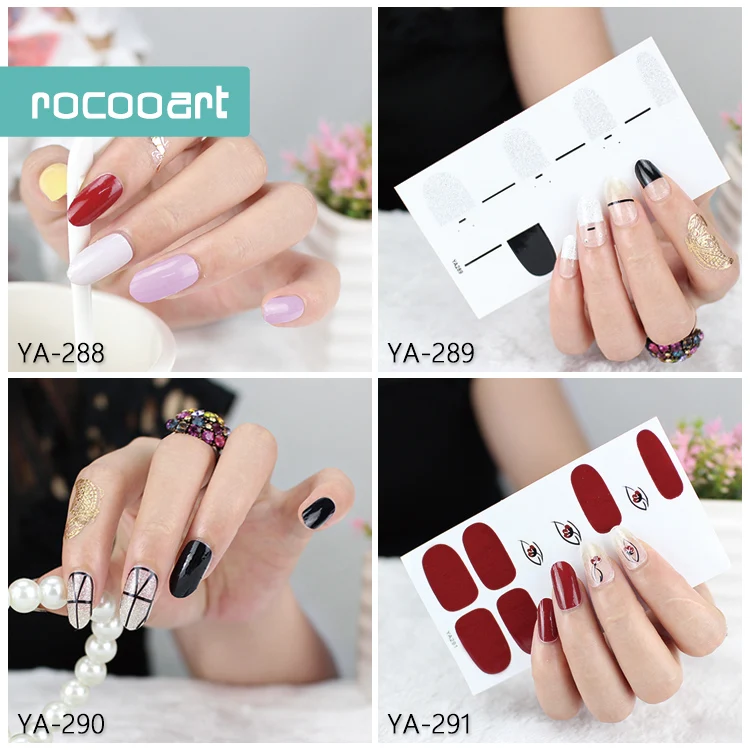 Rocooart Fashional Full Nail Wraps Adhesive Art Sticker 14 Different Patterns Wrap Decals For Women Sexy Lady Manicure Tool | Красота и