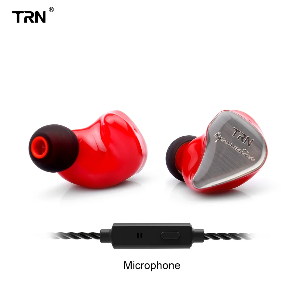 red with mic TRN IM1 Pro 1BA+ 1DD Гибридный TRN Наушники Hi-Fi Monito спортивные наушники ушной гарнитуры 2Pin съемная - Цвет: red with mic