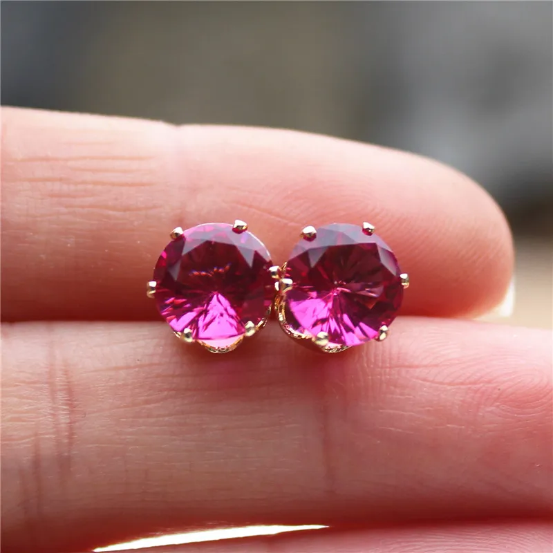 Новинка 2017 ювелирные изделия 8 мм серьги-гвоздики с имитацией циркона цветные